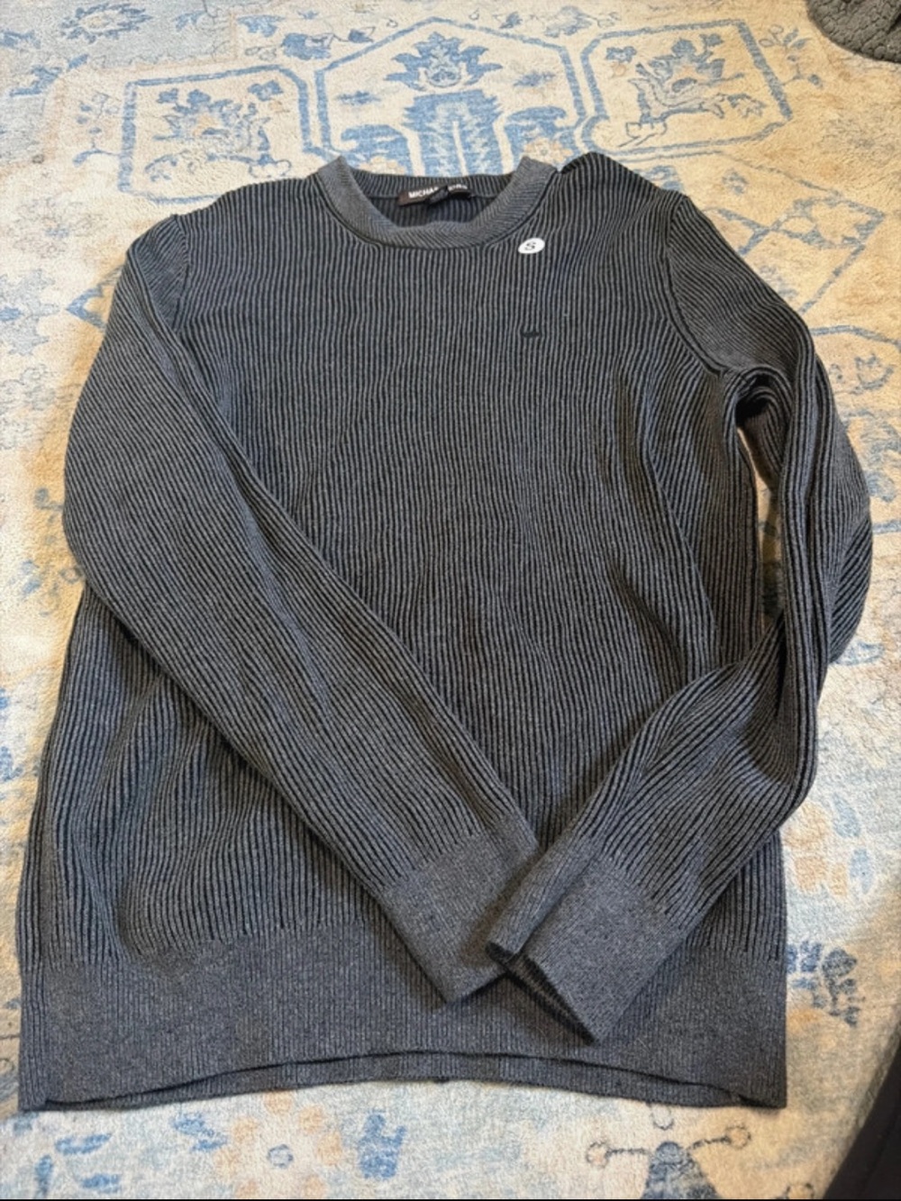 Michael Kors Men's Charcoal Ribbed Crewneck Sweater